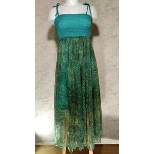 Hibiscus Hawaii Women's Floral Sheer Lined Adjustable Hem Dress Size One Size